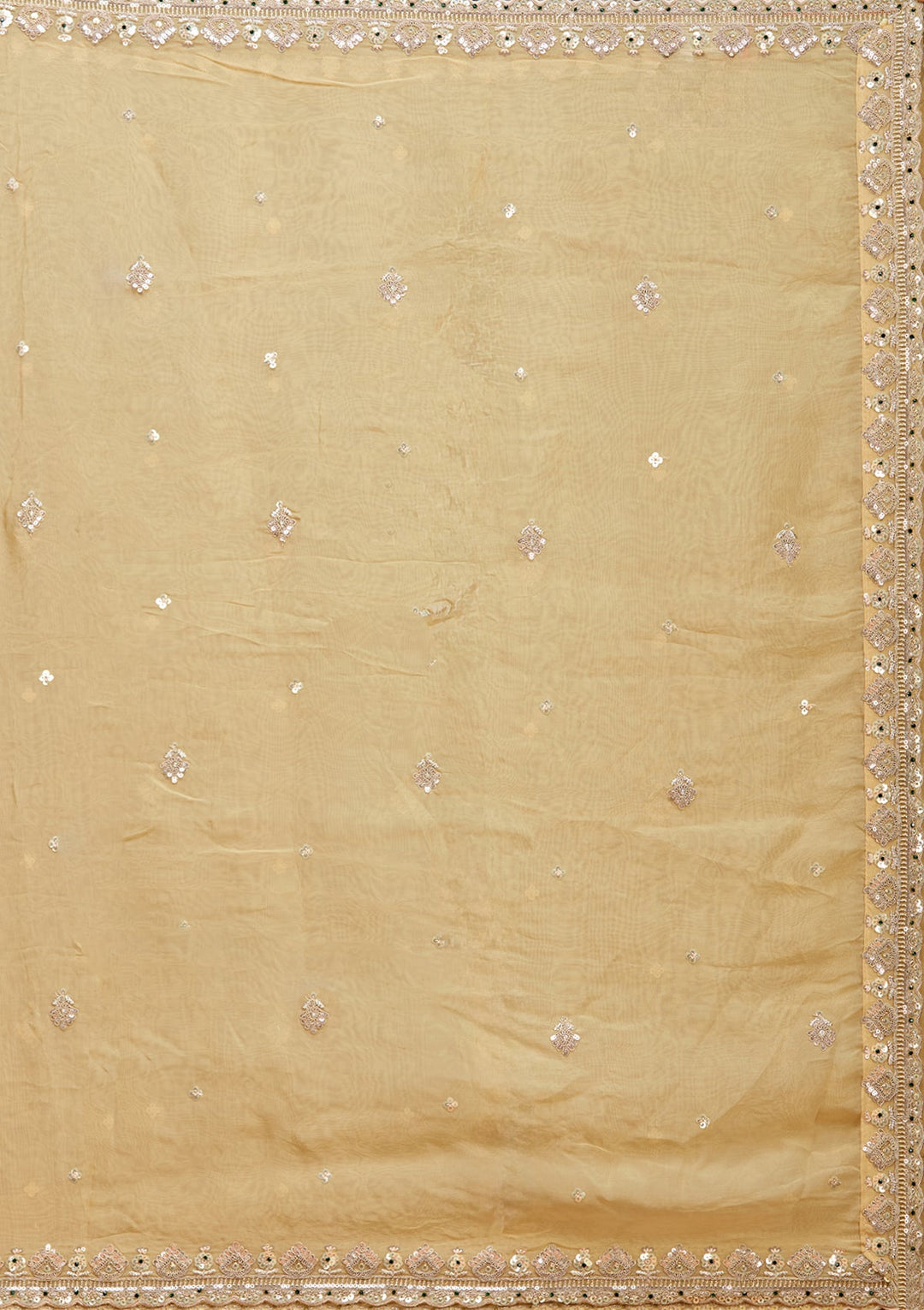 Cream Stonework (Gold) Tissue Readymade Lehenga
