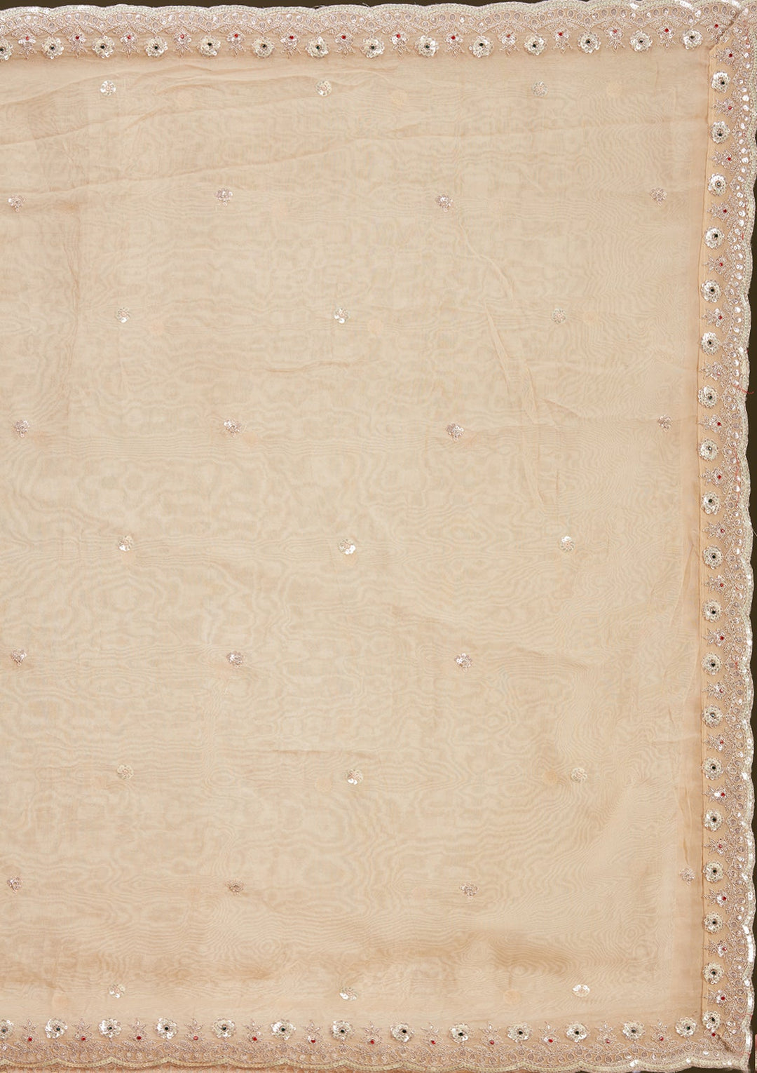 Beige Stonework (Gold) Tissue Readymade Lehenga