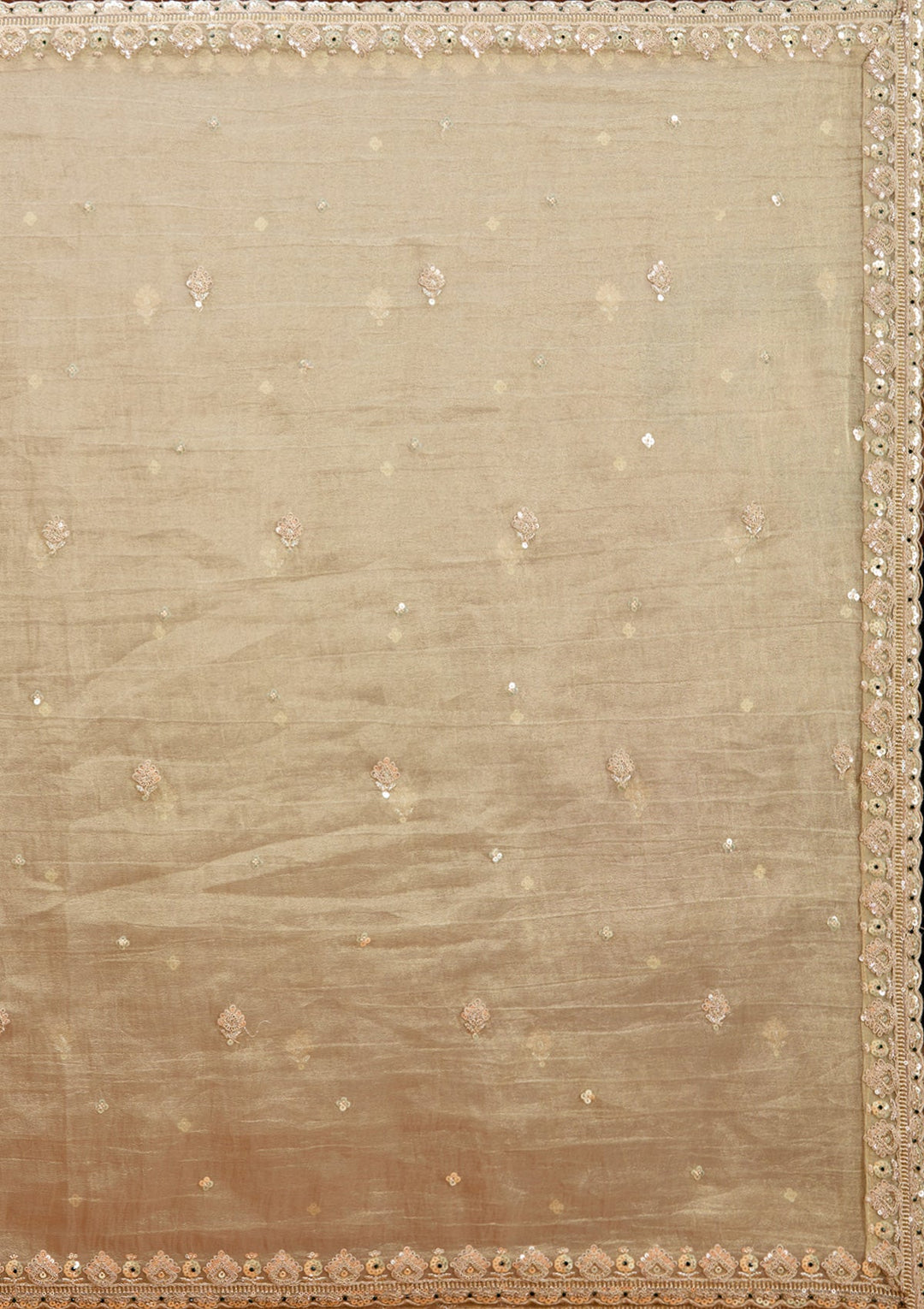 Beige Stonework (Gold) Tissue Readymade Lehenga