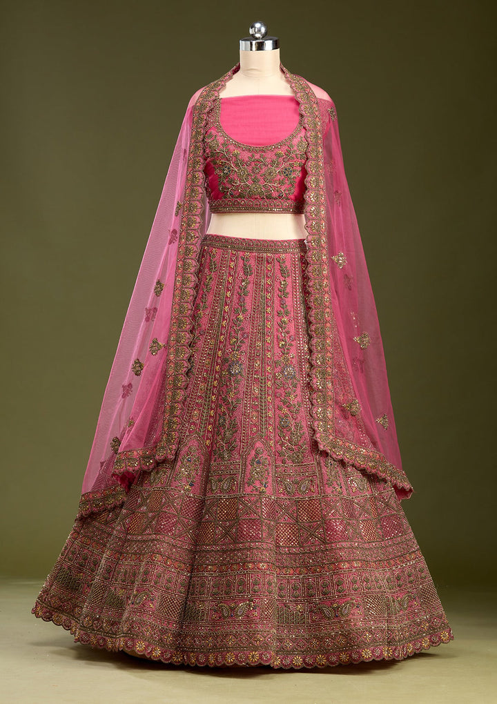 Rani Pink Cording Net Readymade Lehenga