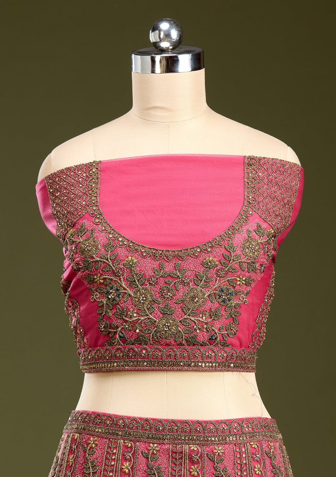 Rani Pink Cording Net Readymade Lehenga