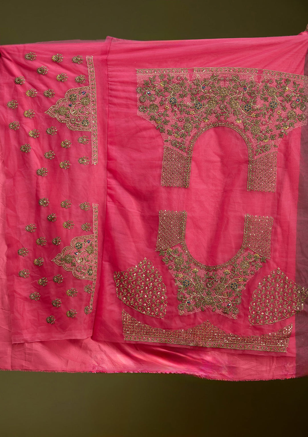 Rani Pink Cording Net Readymade Lehenga