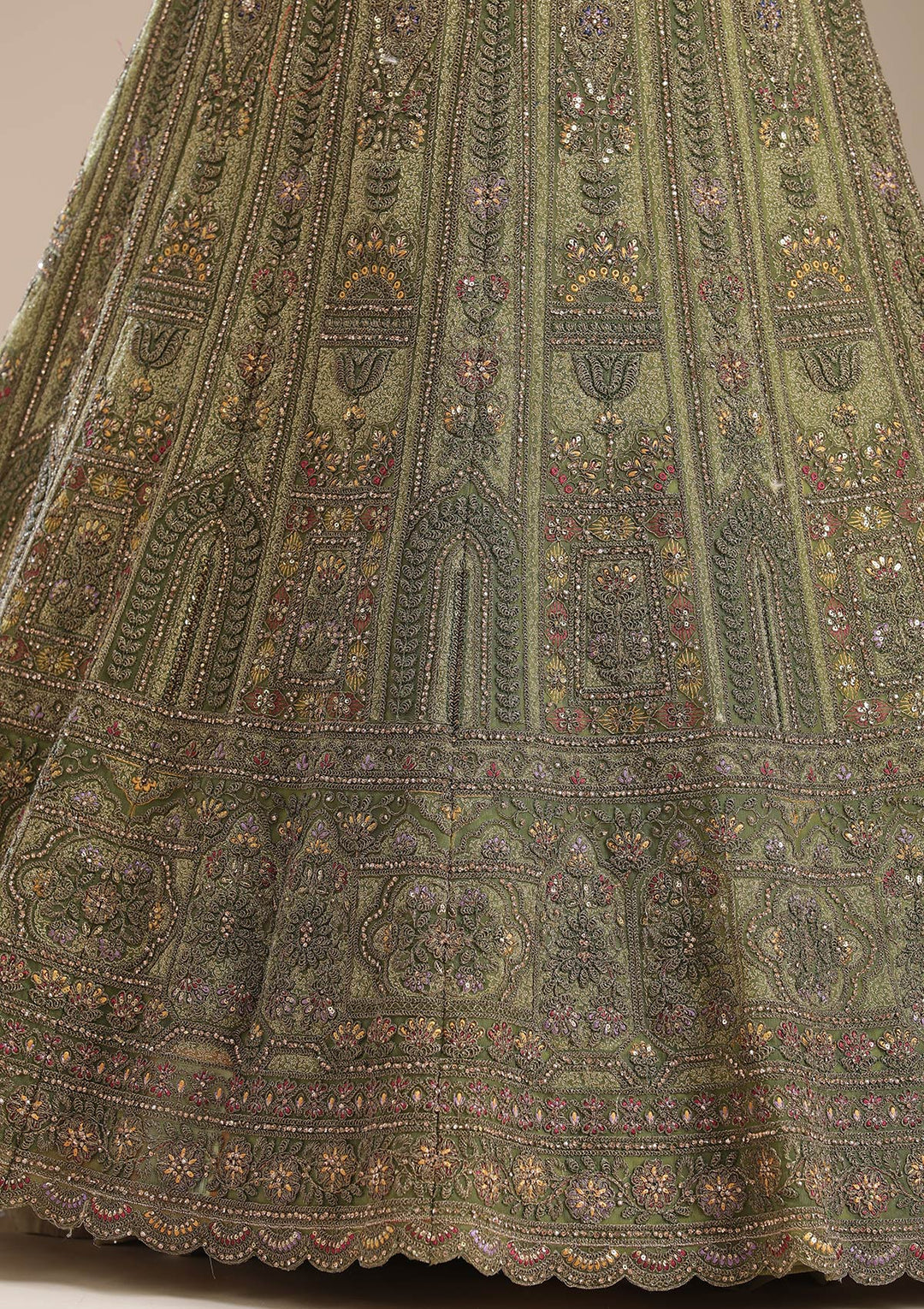 Mehendi Cording Net Readymade Lehenga-koskii