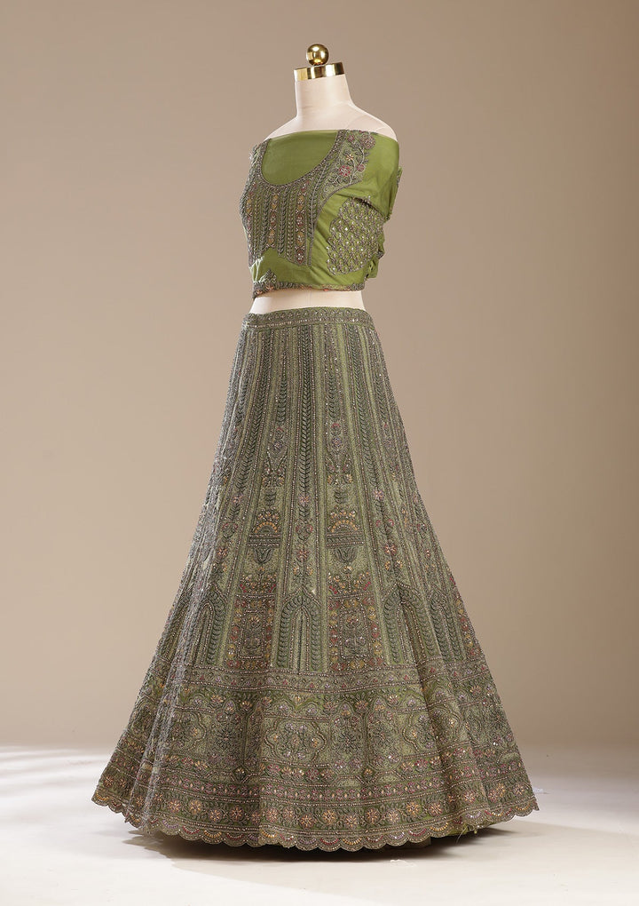 Mehendi Cording Net Readymade Lehenga-koskii