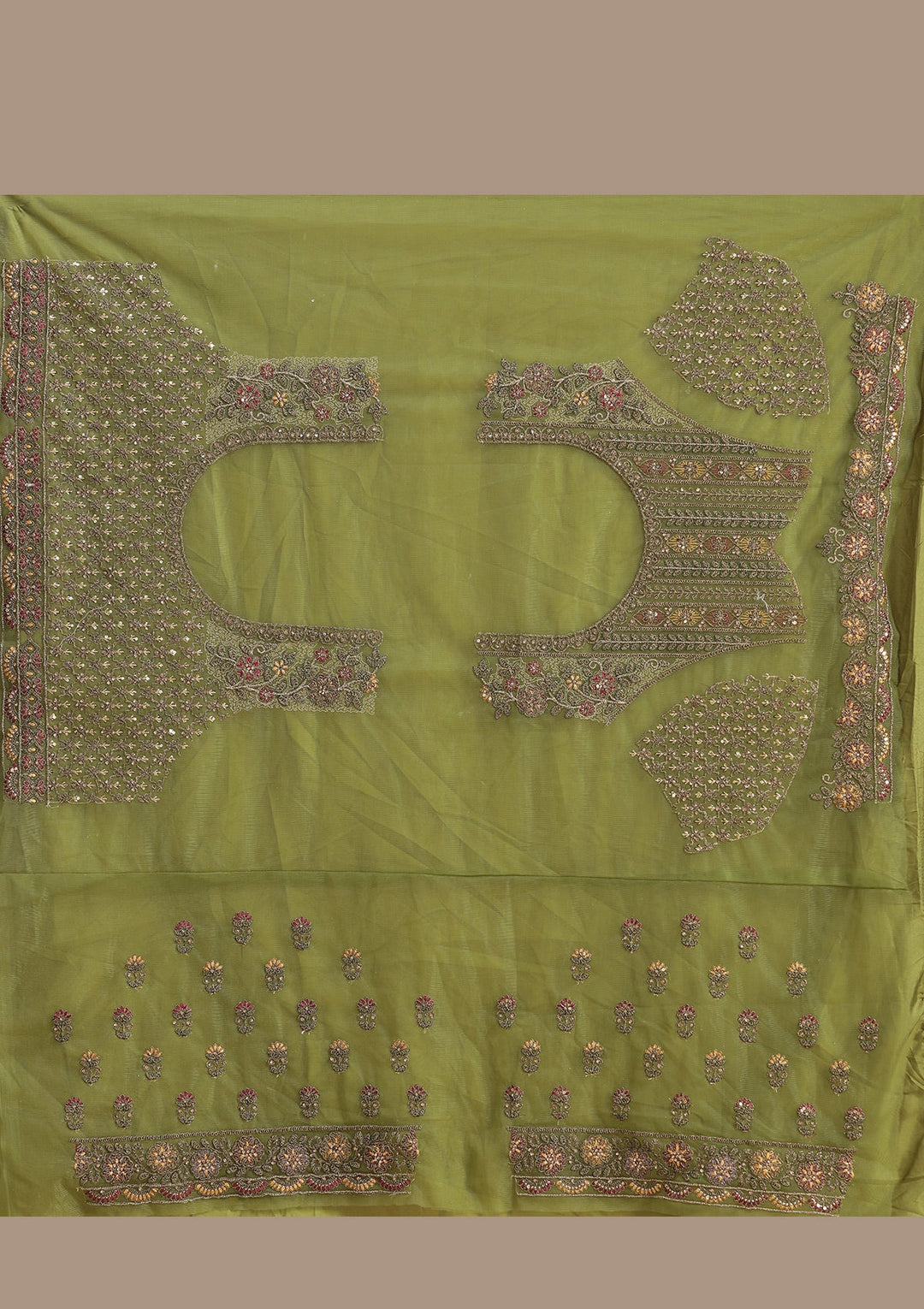 Mehendi Cording Net Readymade Lehenga-koskii