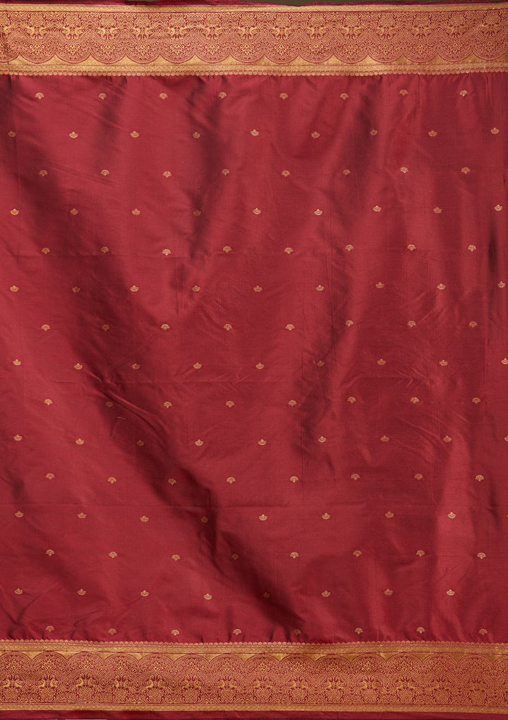 Maroon Plain Soft Raw Silk Semi-Stitched Lehenga