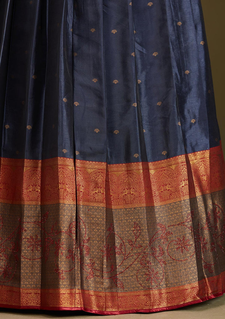 Maroon Plain Soft Raw Silk Semi-Stitched Lehenga