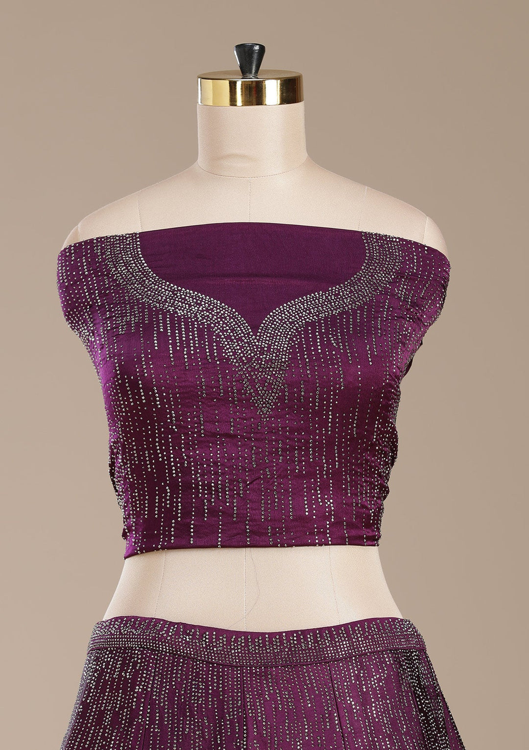 Wine Sequins Semi Crepe Semi-Stitched Lehenga