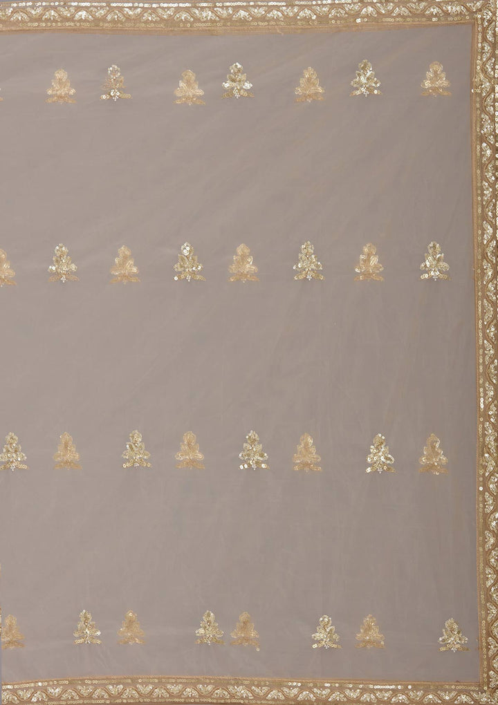 Beige Sequins Net Readymade Lehenga-koskii