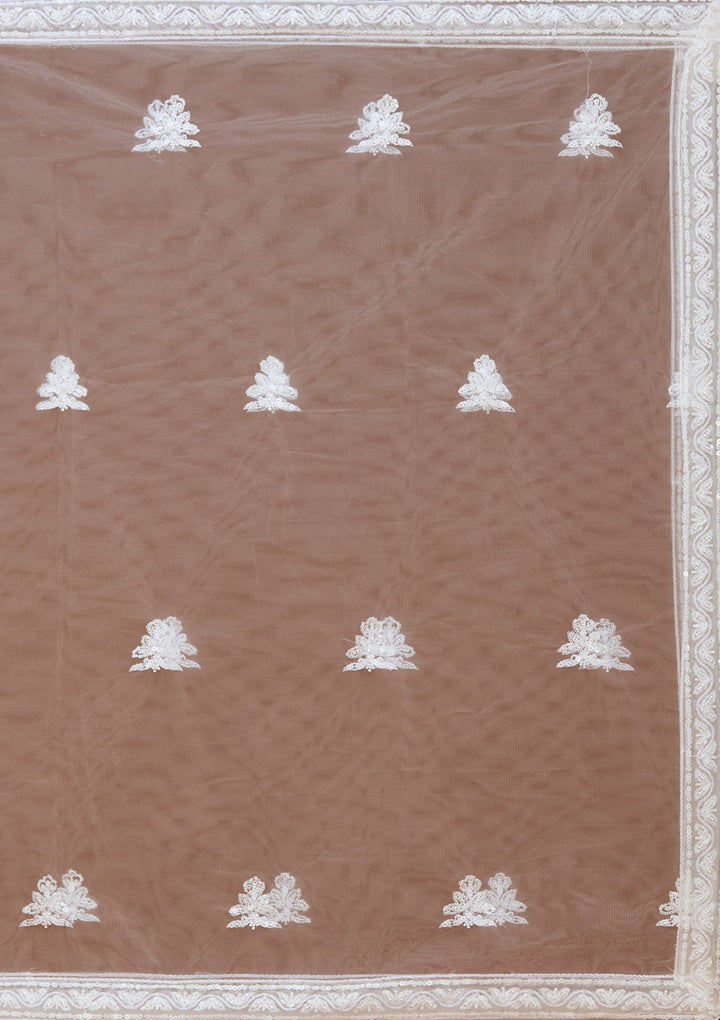 White Sequins Net Readymade Lehenga