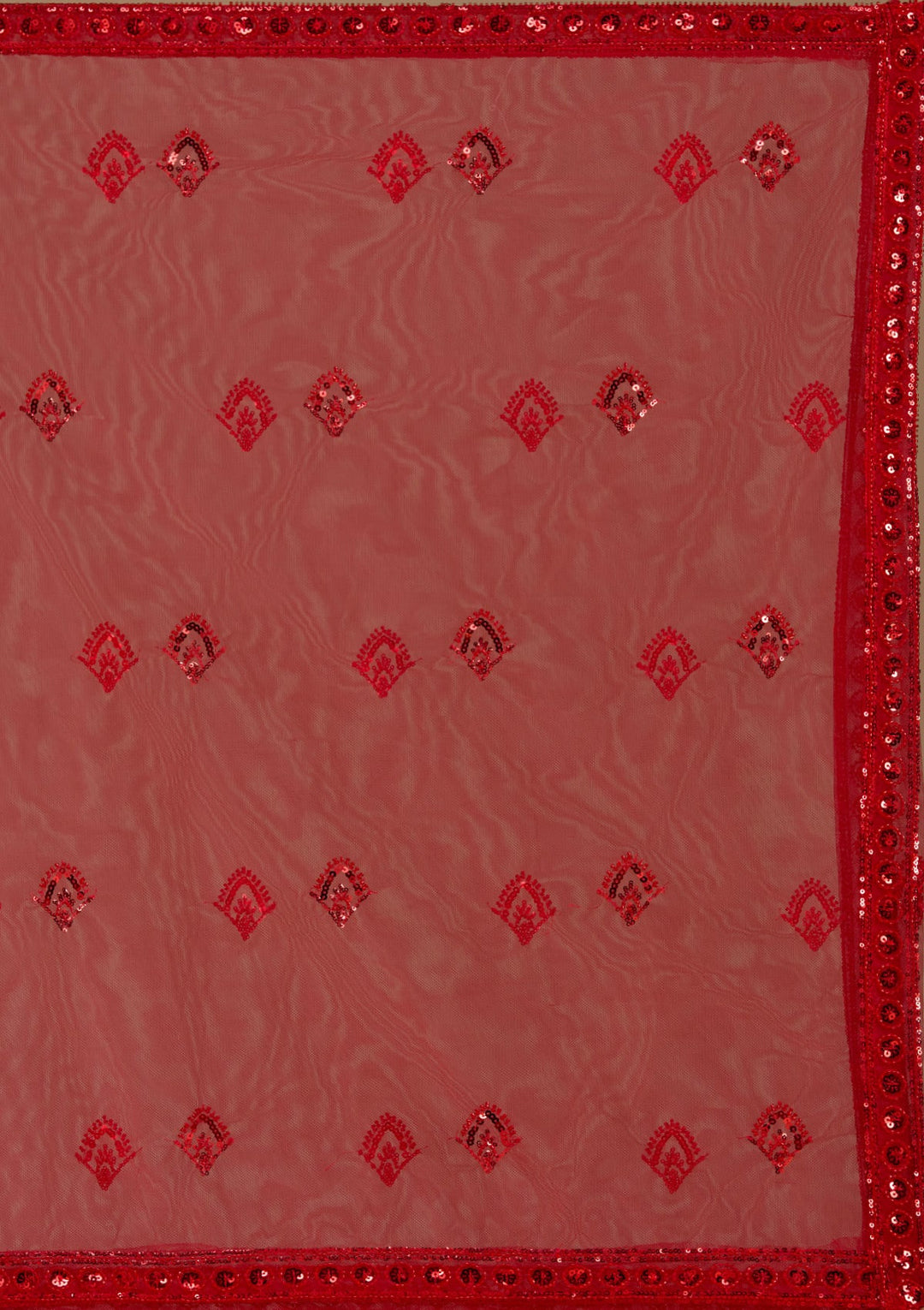 Red Sequins Net Readymade Lehenga-koskii