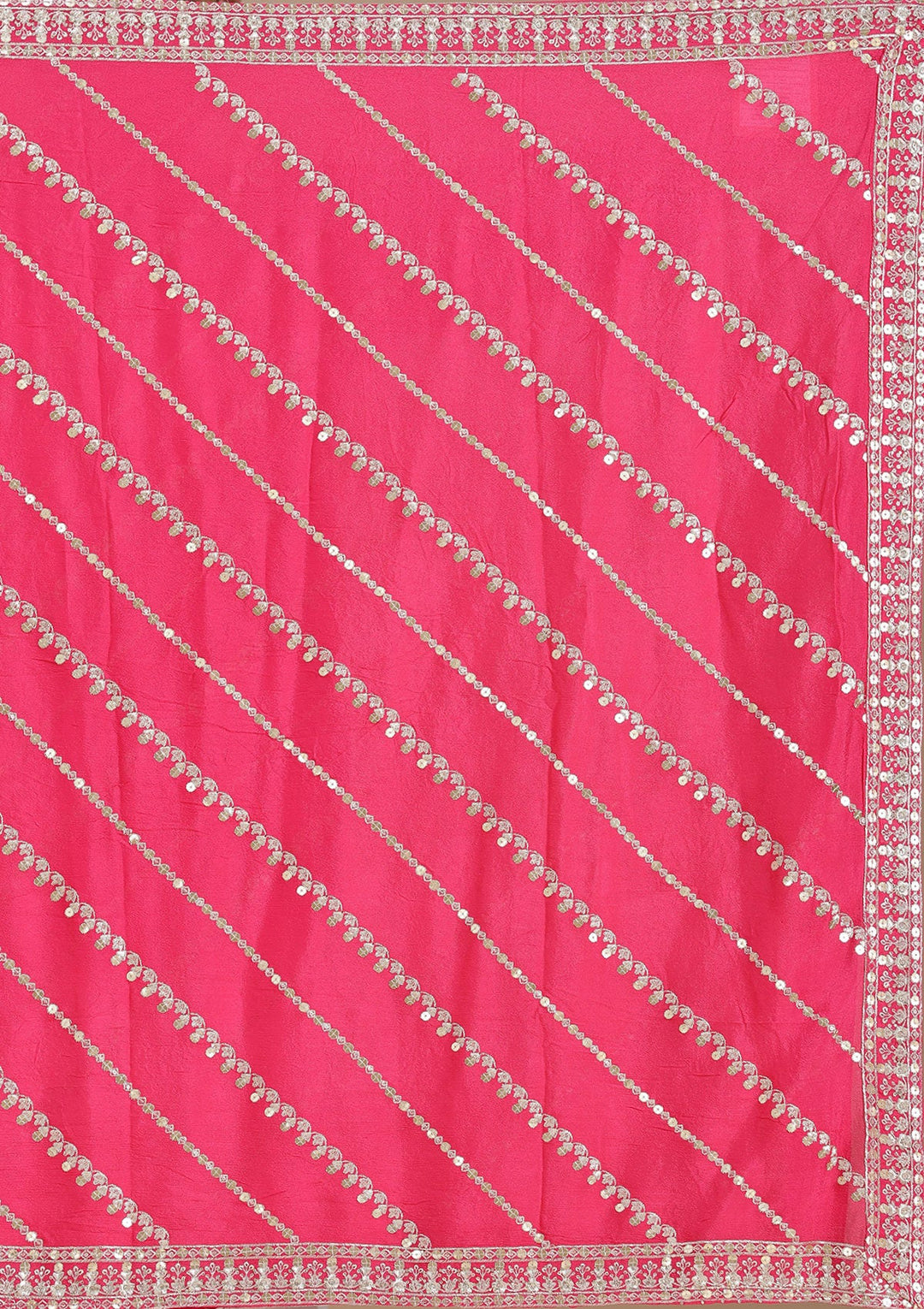 Rani Pink Zardozi (Gold) Georgette Readymade Lehenga-koskii