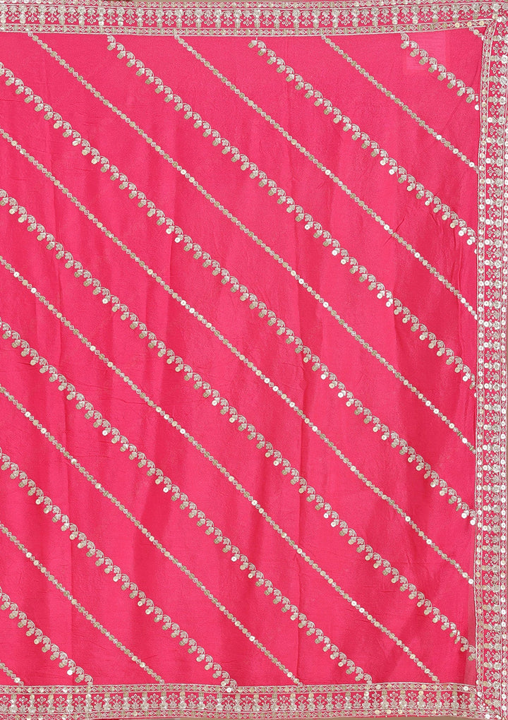 Rani Pink Zardozi (Gold) Georgette Readymade Lehenga-koskii