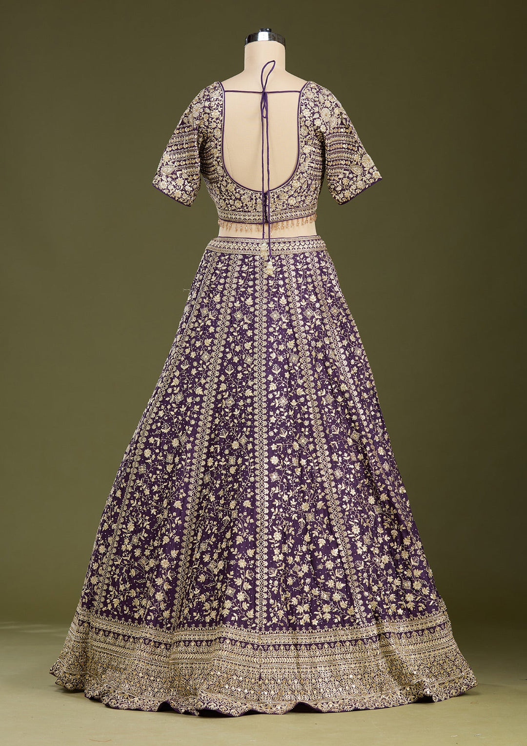 Purple Zariwork (Gold) Georgette Readymade Lehenga
