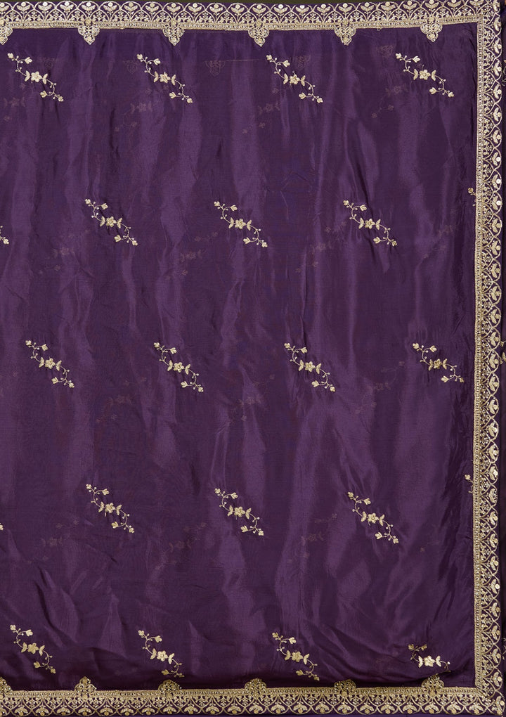 Purple Zariwork (Gold) Georgette Readymade Lehenga