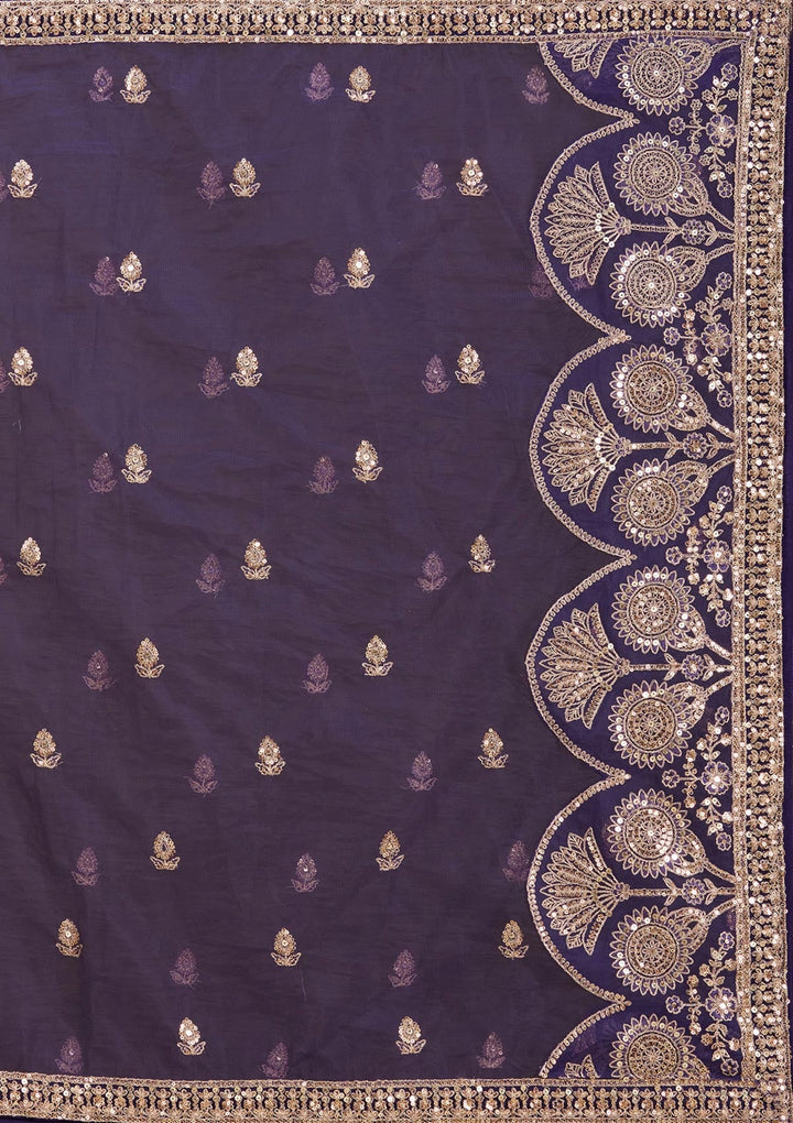 Purple Cording Raw Silk Readymade Lehenga