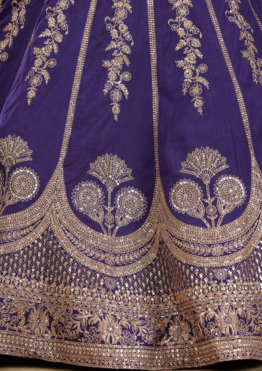 Purple Cording Raw Silk Readymade Lehenga