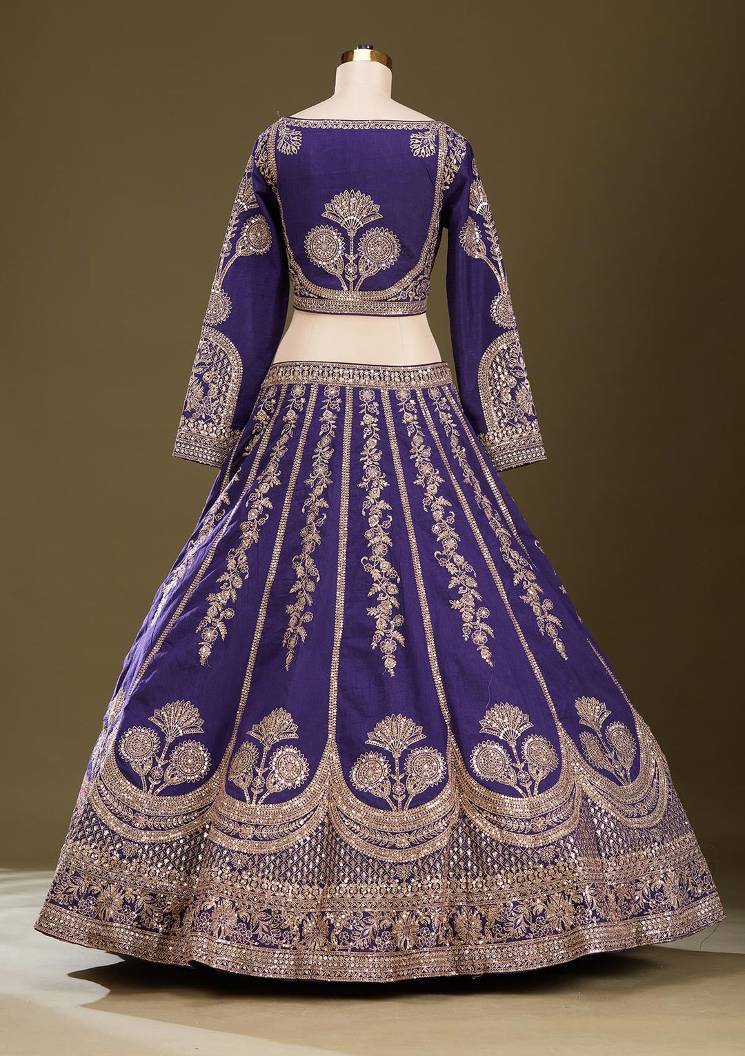 Purple Cording Raw Silk Readymade Lehenga