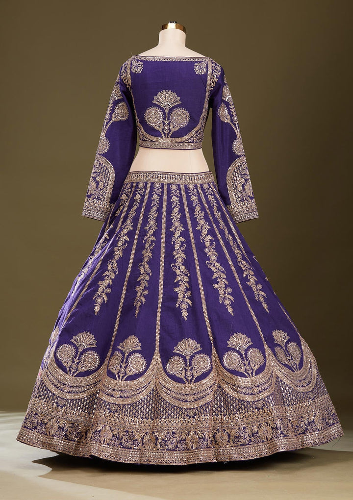 Purple Cording Raw Silk Readymade Lehenga