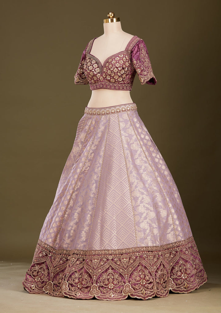 Mauve Cording Brocade Readymade Lehenga