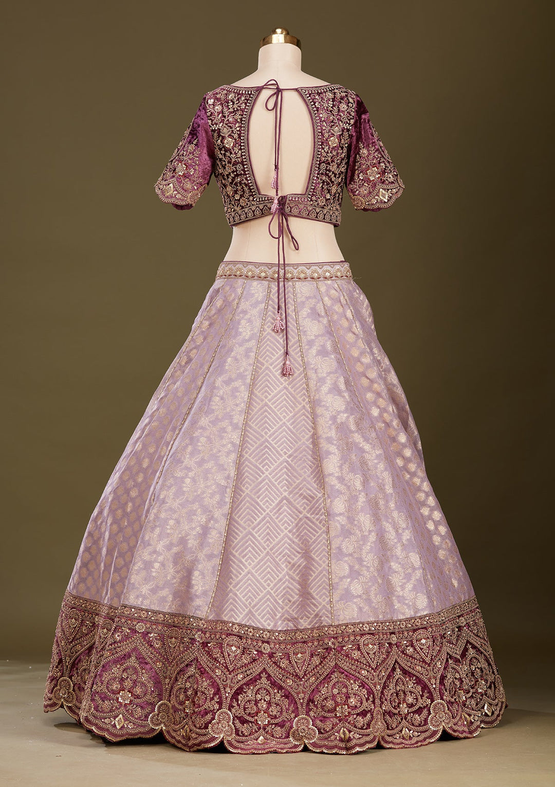 Mauve Cording Brocade Readymade Lehenga