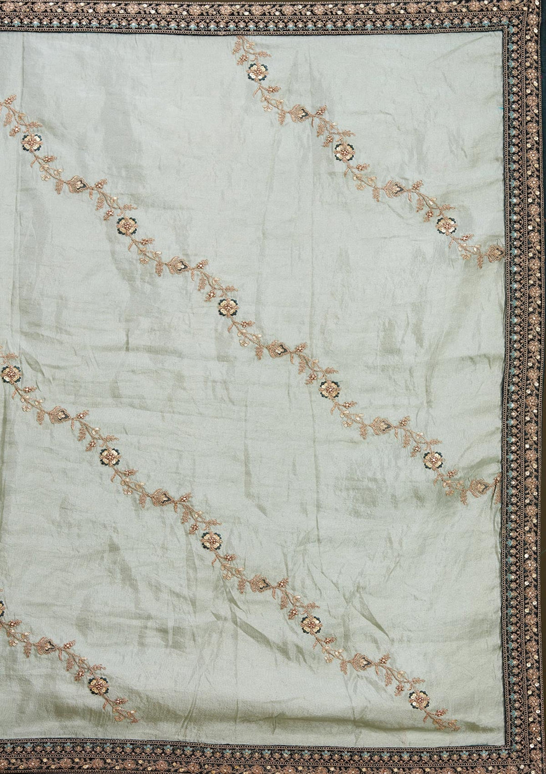 Teal Green Cording Brocade Readymade Lehenga