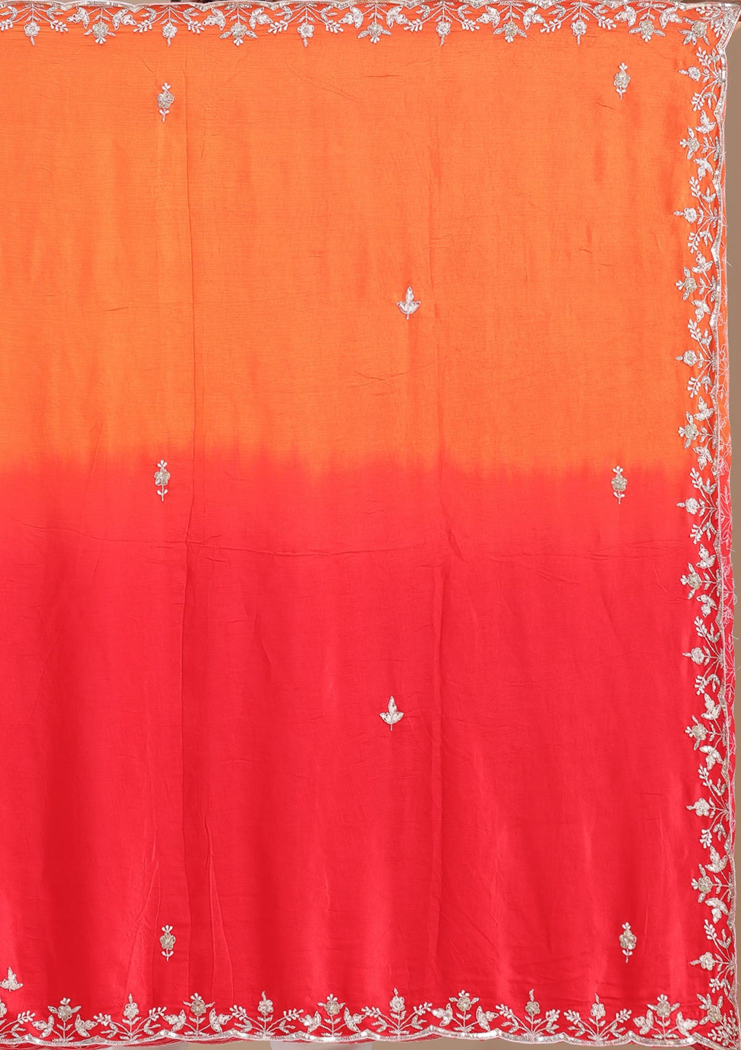 Red Aariwork Semi Crepe Readymade Lehenga-koskii