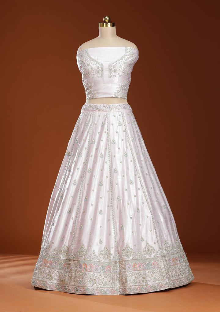 Pink Cording Soft Raw Silk Readymade Lehenga-koskii