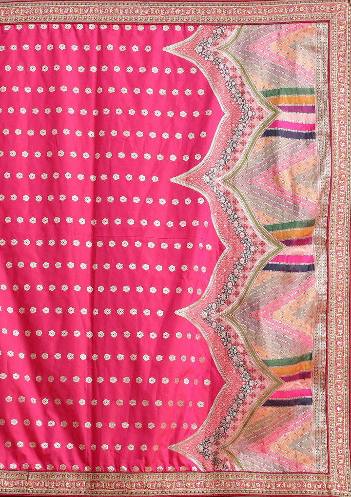 Peach Stonework Banarasi Readymade Lehenga-koskii