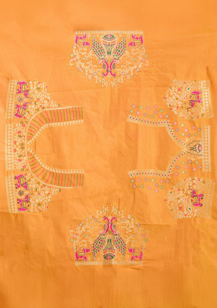 Mustard Stonework Banarasi Readymade Lehenga