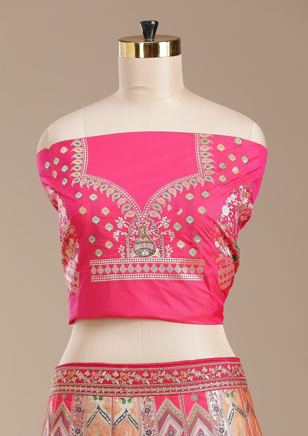 Rani Pink Stonework Banarasi Readymade Lehenga-koskii