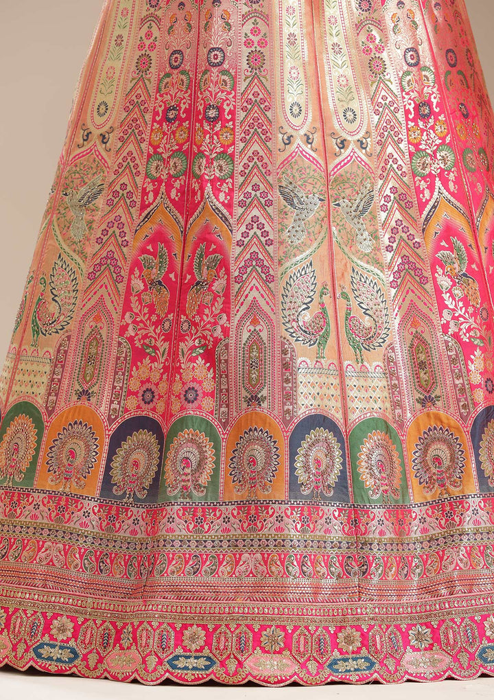 Rani Pink Stonework Banarasi Readymade Lehenga-koskii