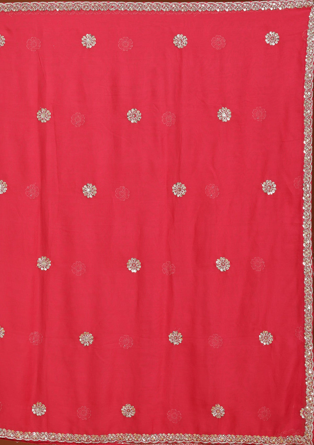 Cream Sequins Georgette Readymade Lehenga