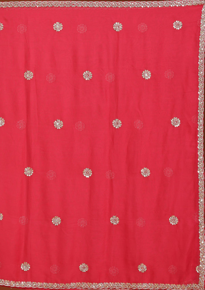 Cream Sequins Georgette Readymade Lehenga