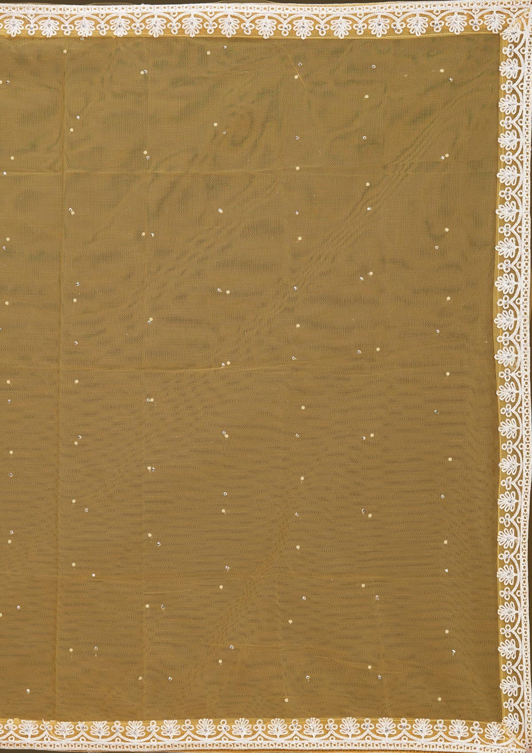 Mustard Yellow Threadwork Net Readymade Lehenga