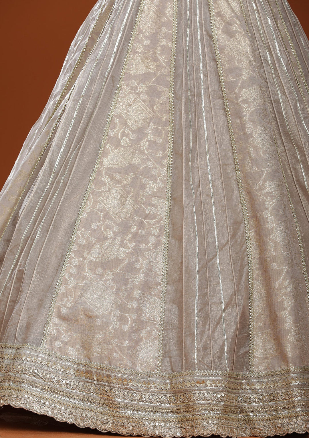 Grey Mirrorwork Organza Readymade Lehenga-koskii