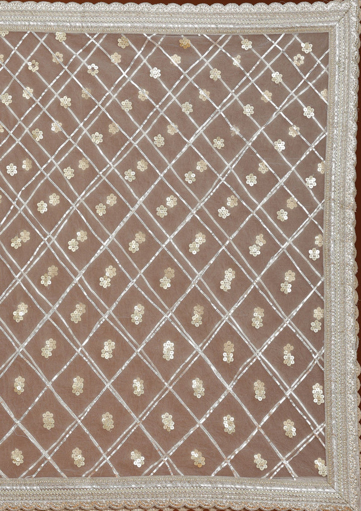 Grey Mirrorwork Organza Readymade Lehenga-koskii