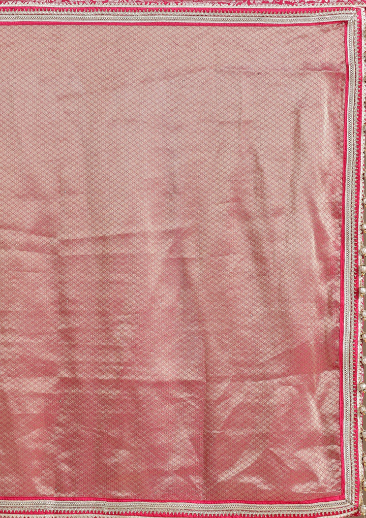 Rani Pink Zariwork (Gold) Banarasi Readymade Lehenga-koskii