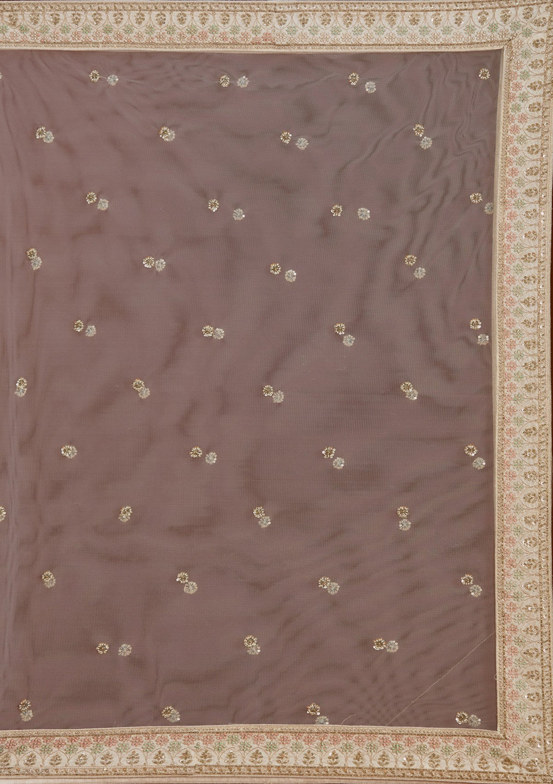 Cream Zardosi Raw Silk Semi-Stitched Lehenga-koskii