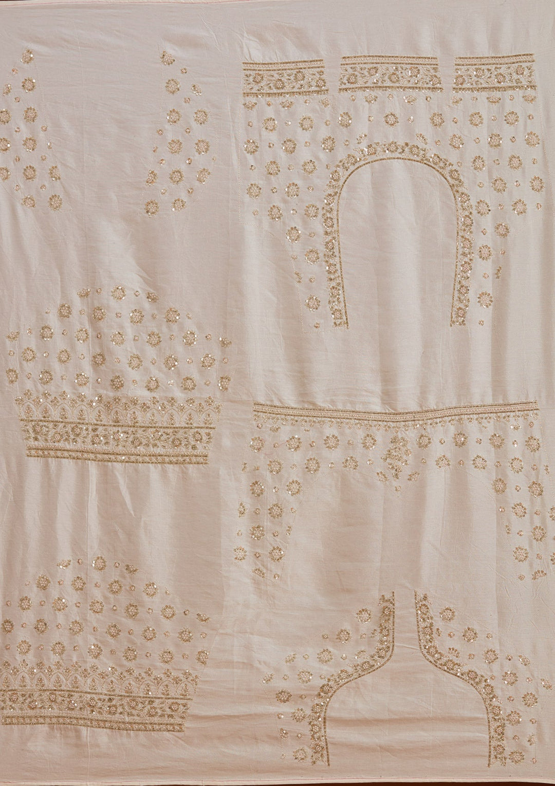 Cream Zardosi Raw Silk Semi-Stitched Lehenga-koskii