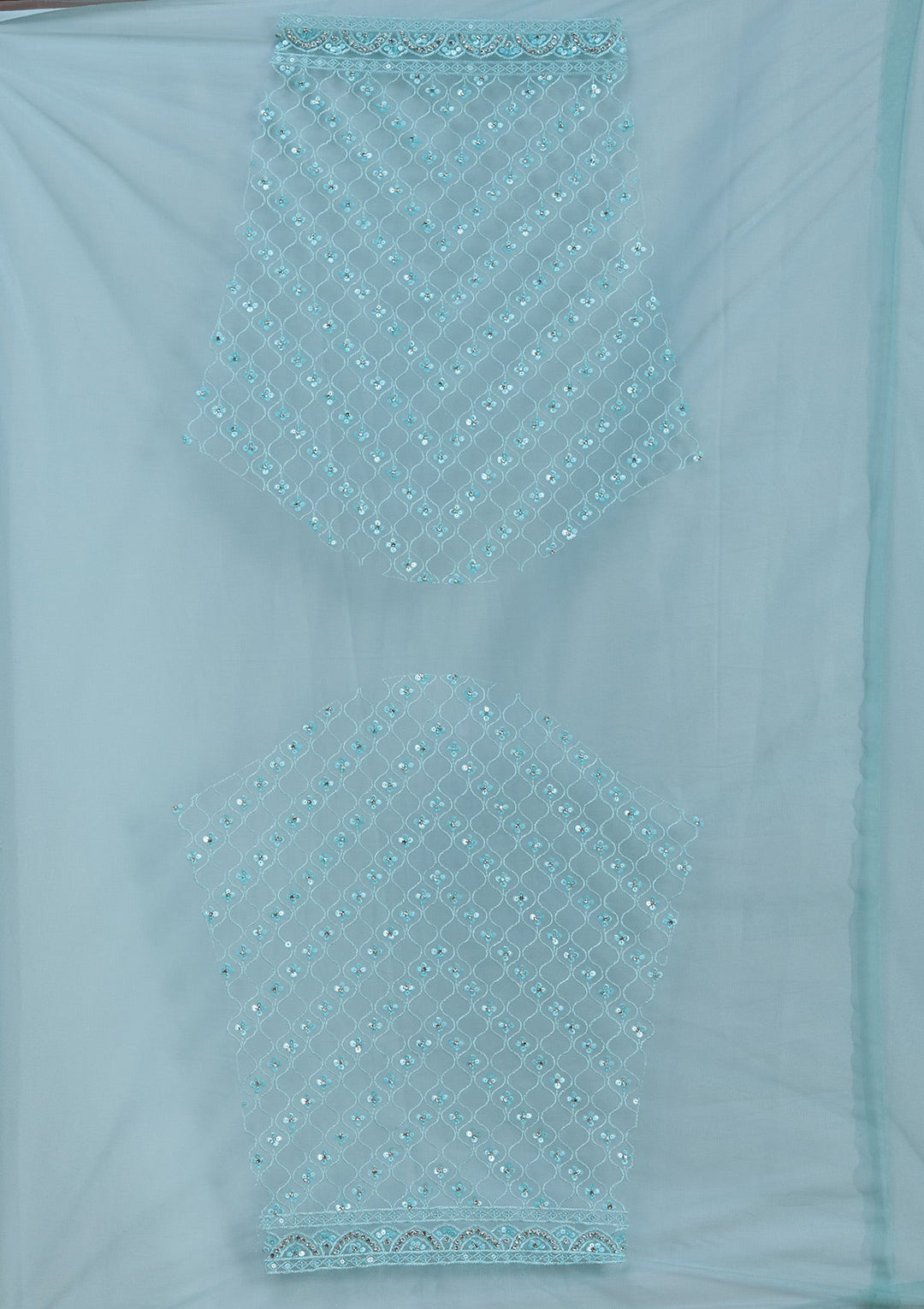 Sky Blue Sequins Net Semi-Stitched Lehenga-koskii