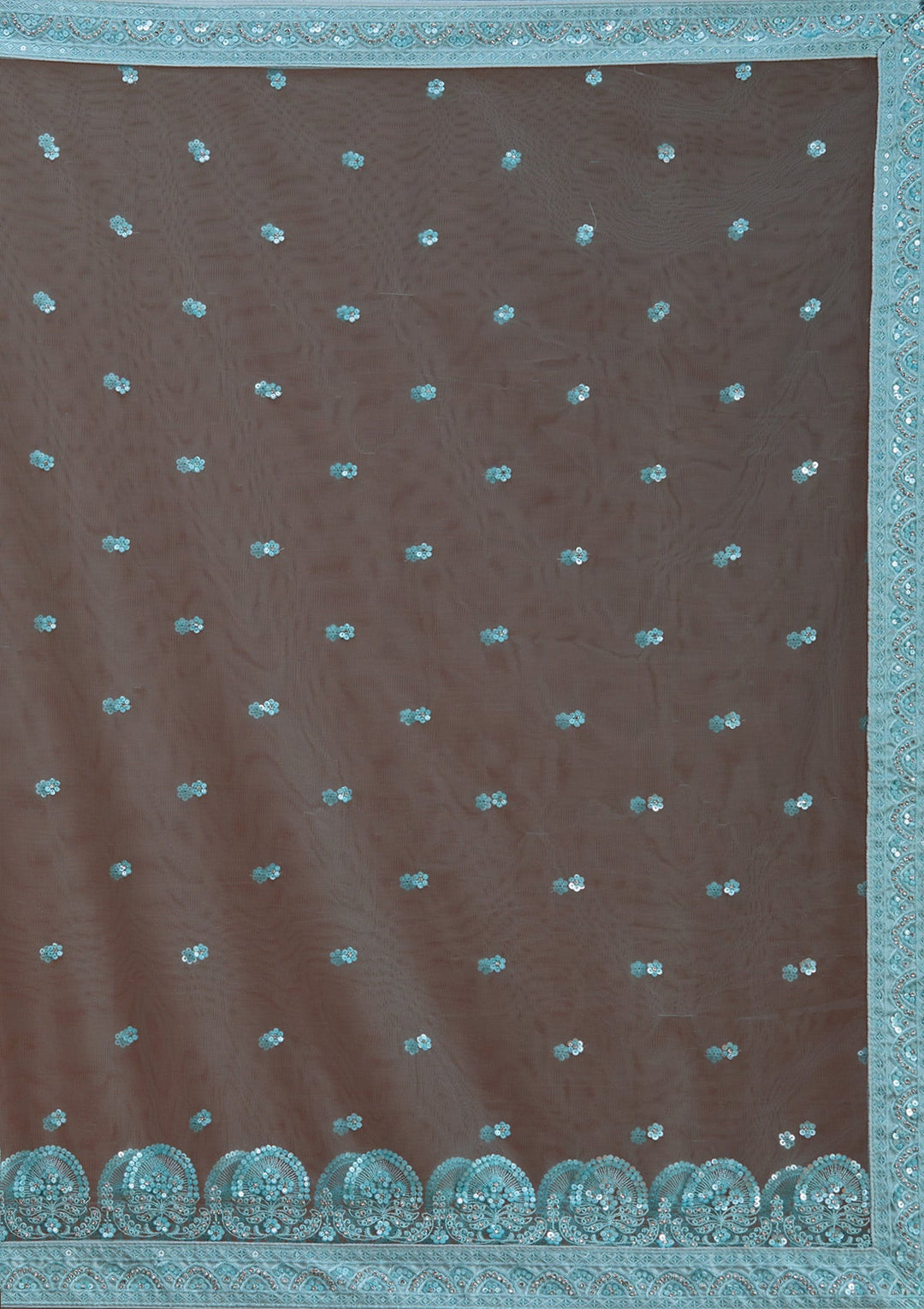 Sky Blue Sequins Net Semi-Stitched Lehenga-koskii
