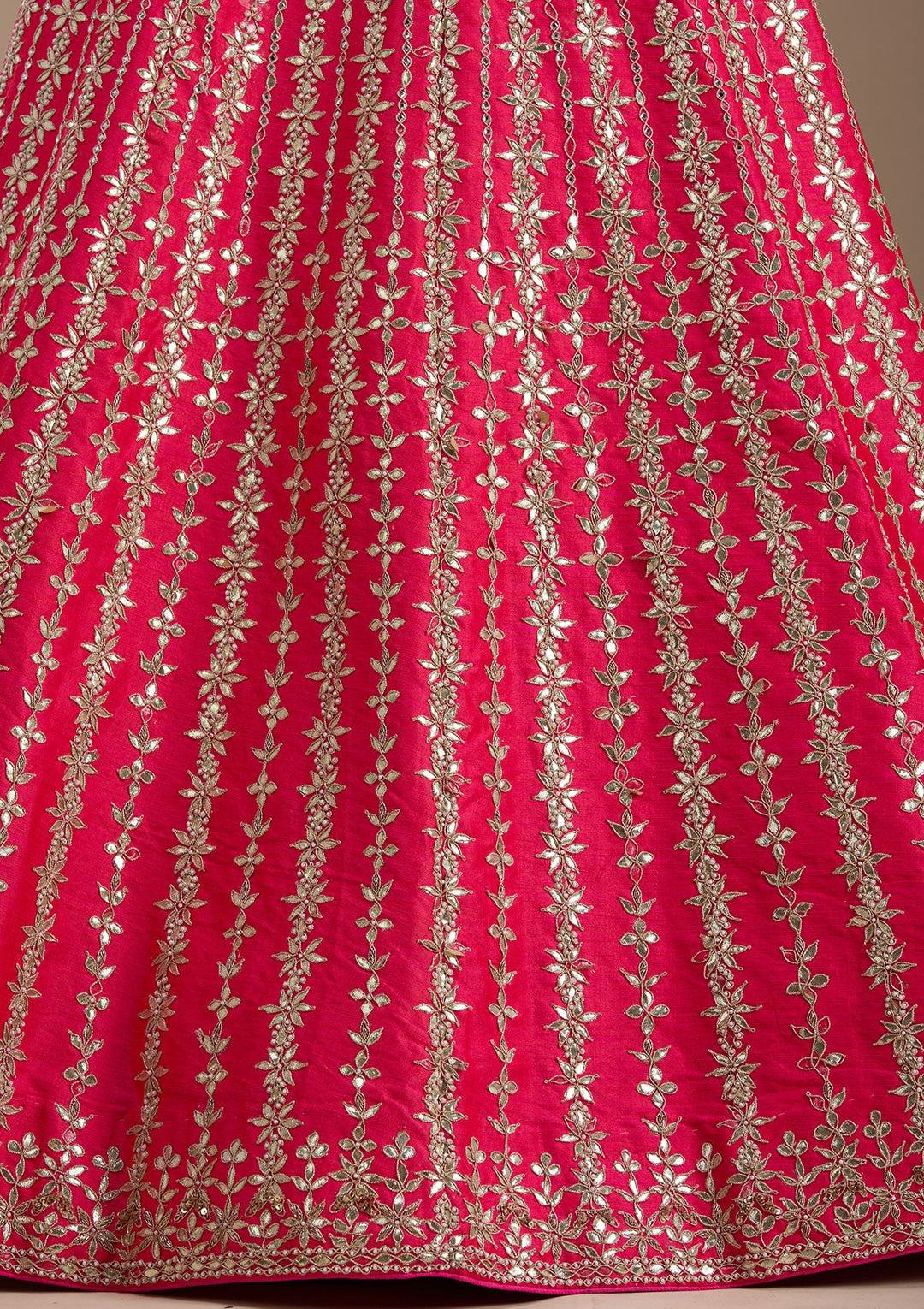Pink Zardosi Raw Silk Semi-Stitched Lehenga-koskii
