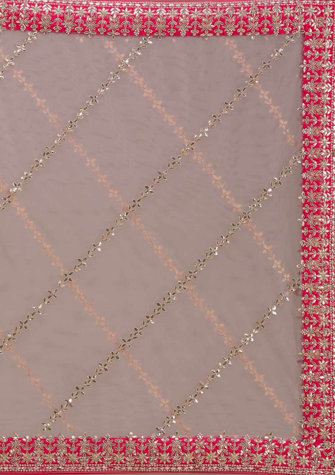 Pink Zardosi Raw Silk Semi-Stitched Lehenga-koskii