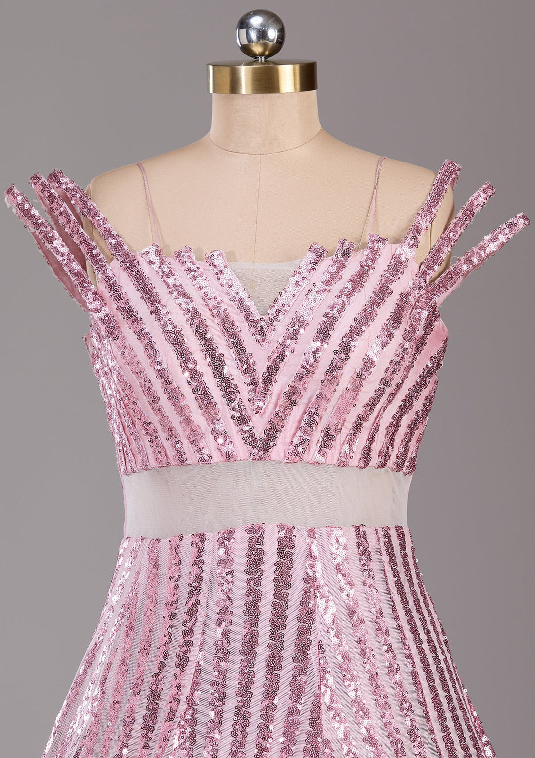 Pink Sequins Net Readymade Lehenga-Koskii