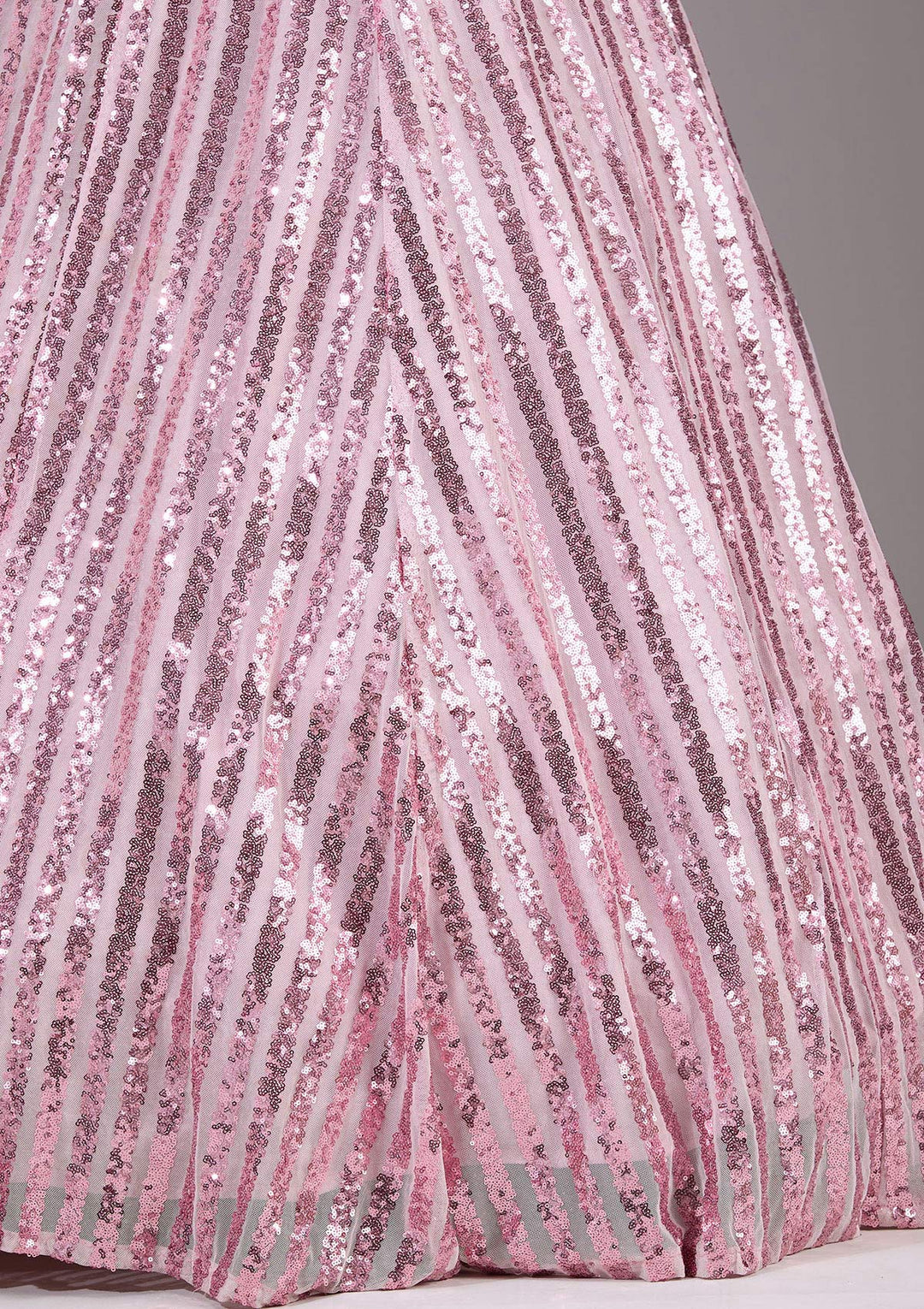 Pink Sequins Net Readymade Lehenga-Koskii
