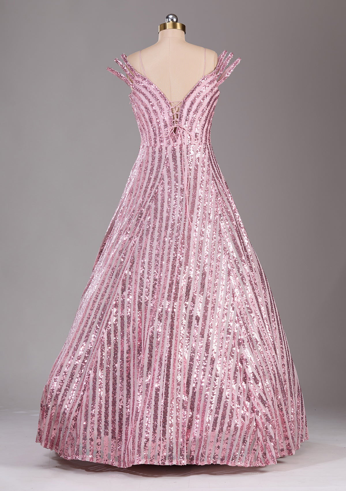 Pink Sequins Net Readymade Lehenga-Koskii