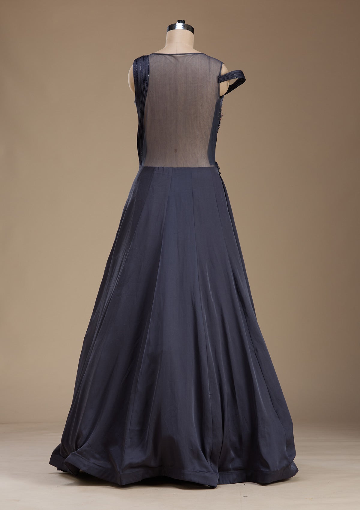 Grey Sequins Satin Gown-koskii