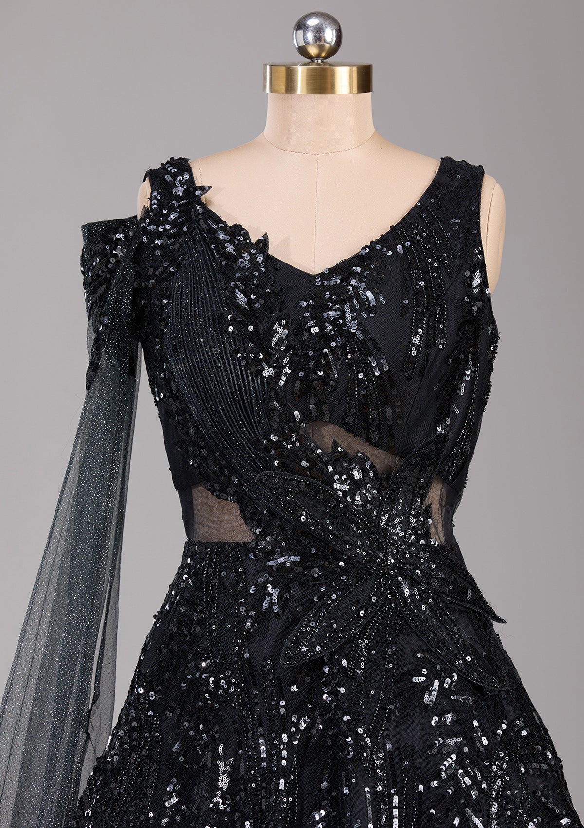 Black Cutdana Net Readymade Lehenga-Koskii