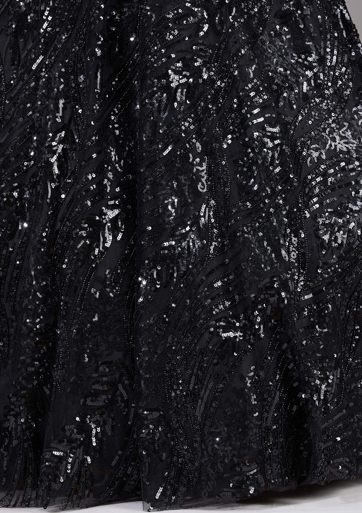Black Cutdana Net Readymade Lehenga-Koskii
